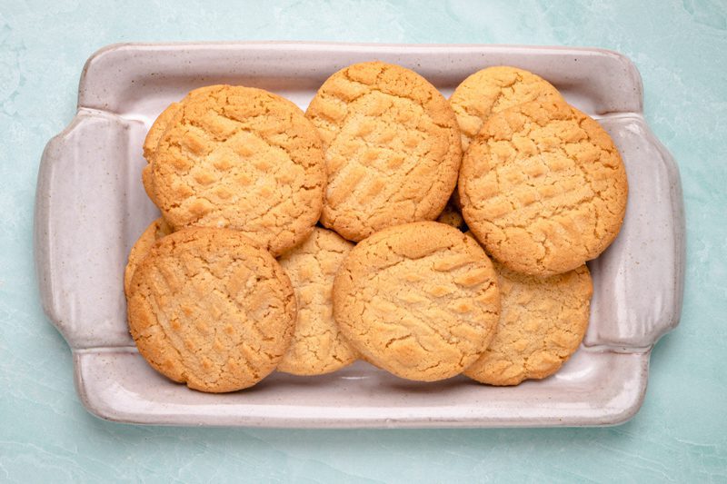 serving tray with gluten-free peanut butter cookies