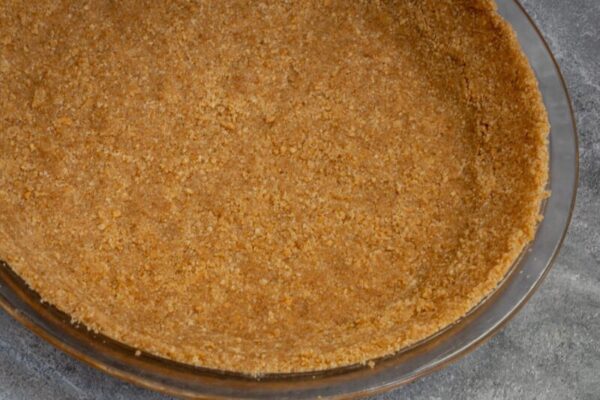 graham cracker pie crust in a pie plate