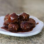 plate of grape jelly meatballs