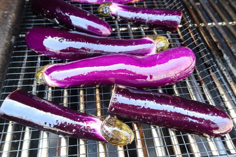 chinese eggplant on the grill