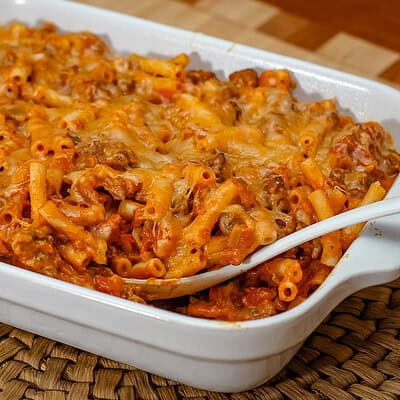 ground beef pasta and tomato casserole