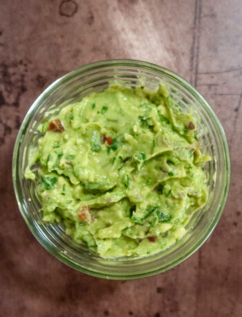 A bowl of freshly made guacamole.