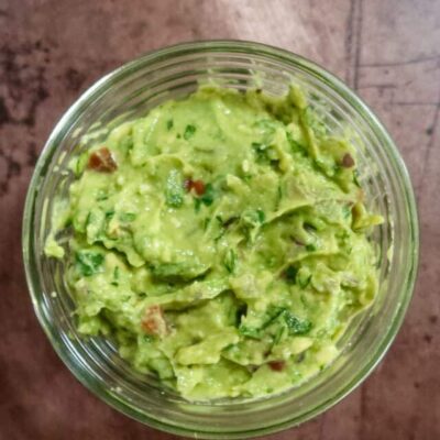 A bowl of freshly made guacamole.