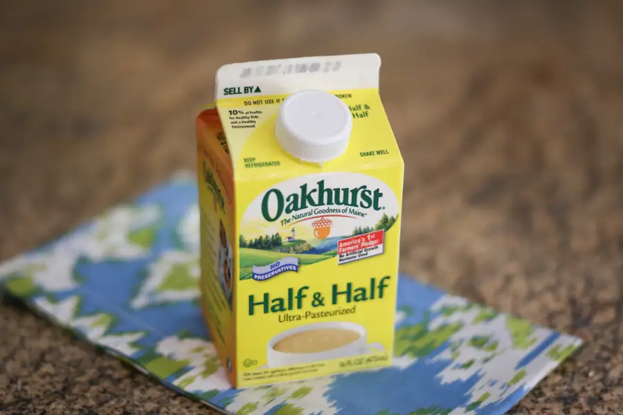 A carton of half-and-half.