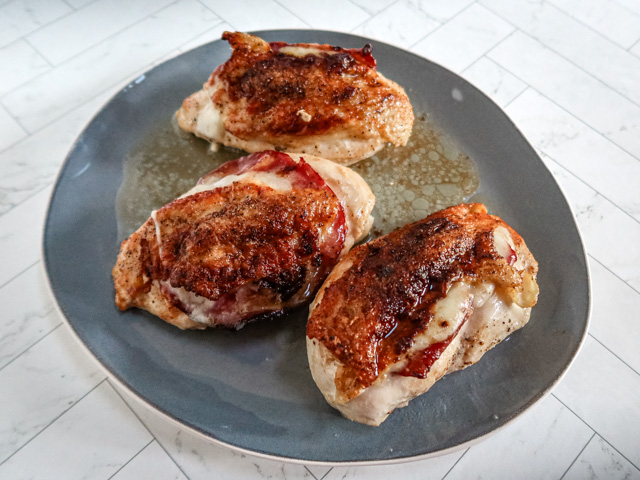 platter with capicola and provolone stuffed chicken breasts