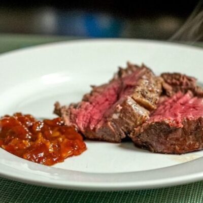 henry bain sauce alongside roast beef tenderloin