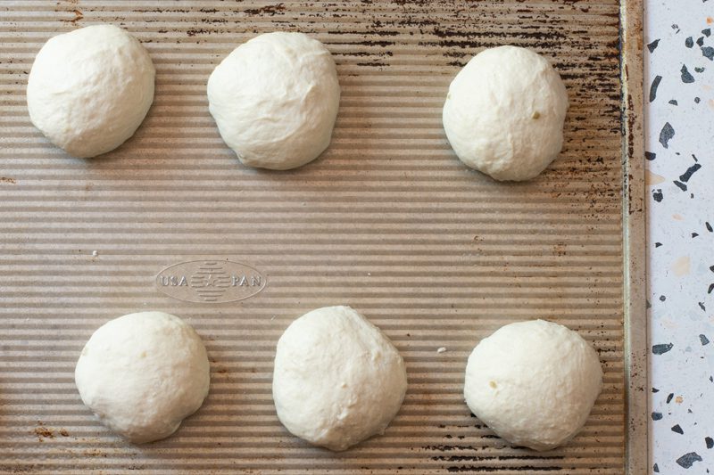 bialys dough on the baking sheet