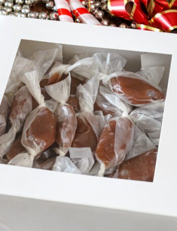 homemade salted caramels in a gift box
