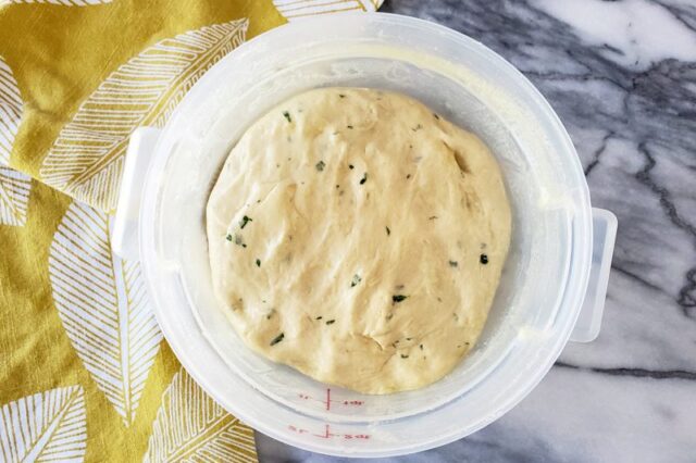 naan dough with garlic and cilantro