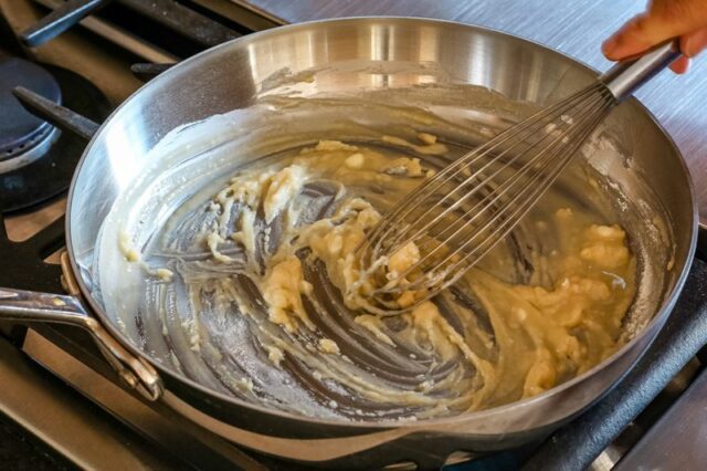 making gravy in a skillet