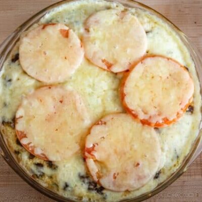 impossible taco pie with tomatoes and cheese, baked