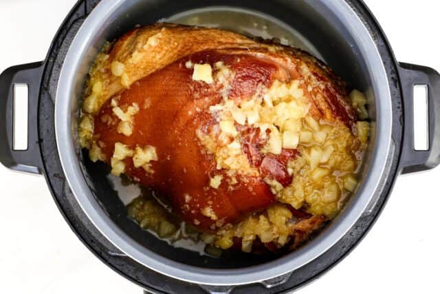 Ham and pineapple mixture in the Instant pot.
