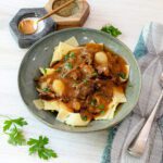 instant pot beef carbonnade - beef and beer stew, in a bowl