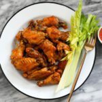 instant pot chicken wings on a serving plate