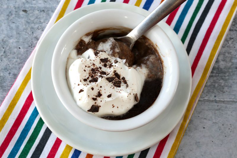 instant pot chocolate pot de crème in a ramekin