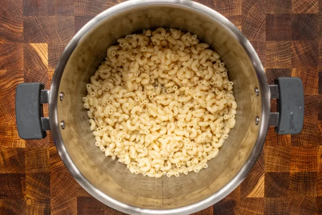 Macaroni salad prep: cooked macaroni in the instant pot.