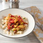 instant pot country captain chicken served over rice