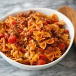 instant pot farfalle with ground beef and potatoes
