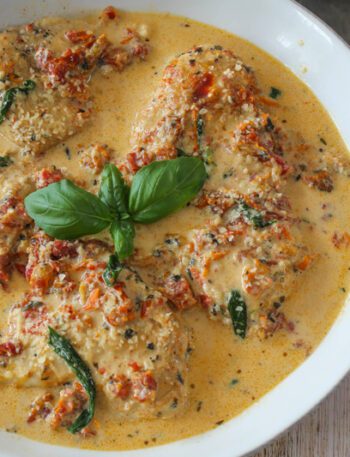 instant pot tuscan chicken with basil and parmesan cheese