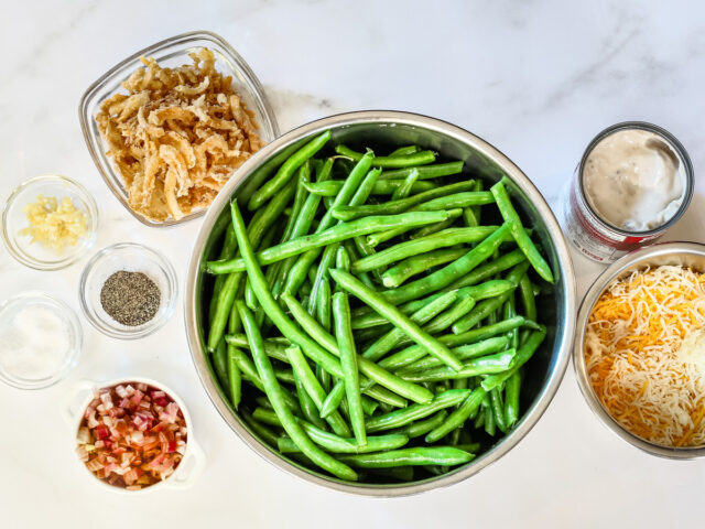 Instant Pot green bean casserole ingredients.