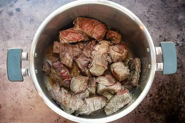 Brown the beef in the Instant Pot.