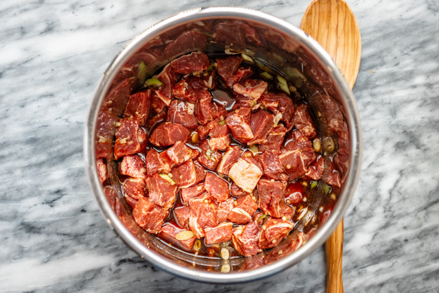 Combine ingredients for Korean beef.