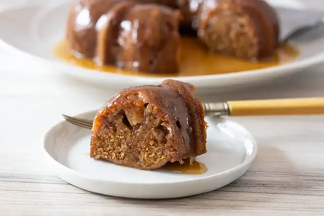 A delicious slice of moist Instant Pot pear cake.