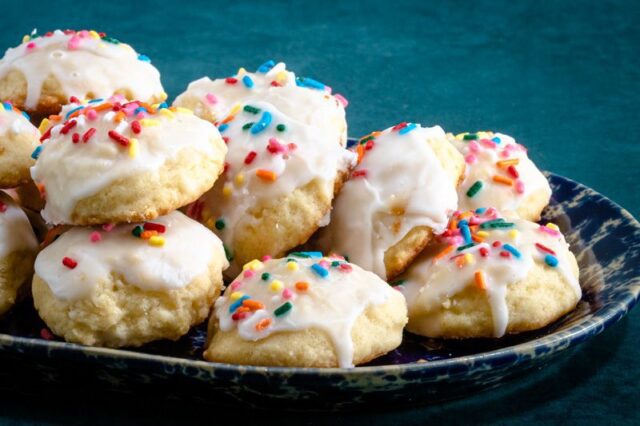 ricotta cookies with icing and sprinkles