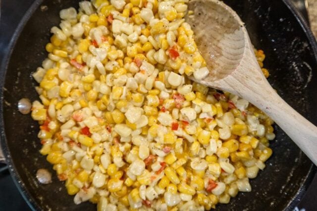 Korean corn cheese prep.