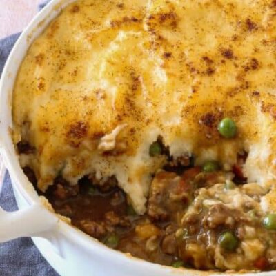 beef and mashed potato casserole made with leftover roast beef and mashed potatoes