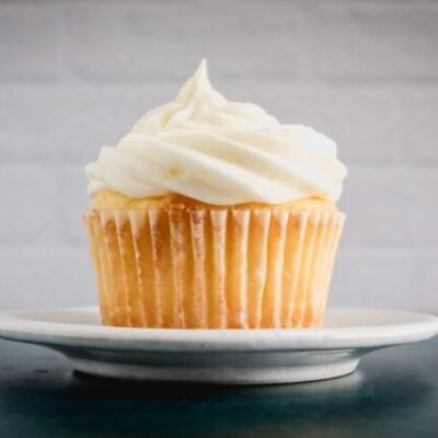lemon cupcake on a small plate