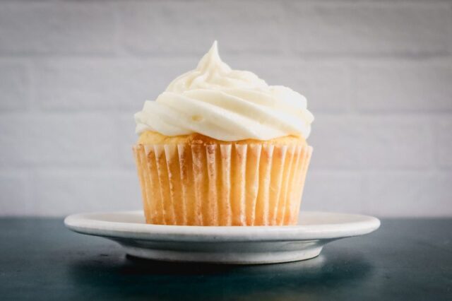 lemon cupcake on a small plate