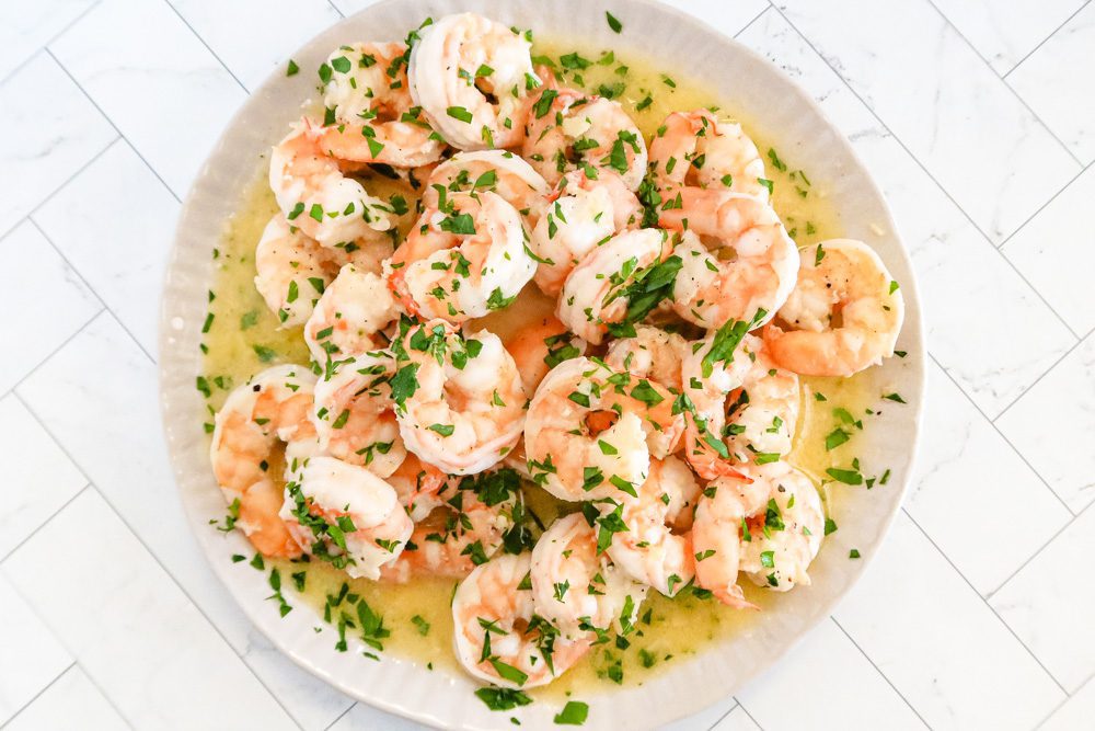 garlic shrimp on a serving plate