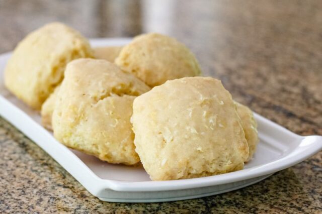 glazed lemon scones on a tray