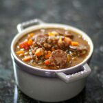 lentil and sausage soup with vegetables