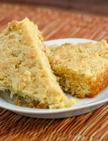 wedges of onion cornbread on a plate