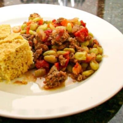 lima bean casserole with sausage and tomatoes