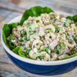 macaroni salad with ham and vegetables