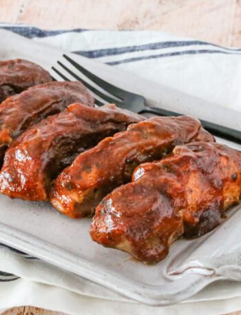 country-style pork ribs with maple barbecue sauce, baked