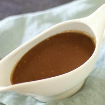 marchand de vin sauce in a gravy boat