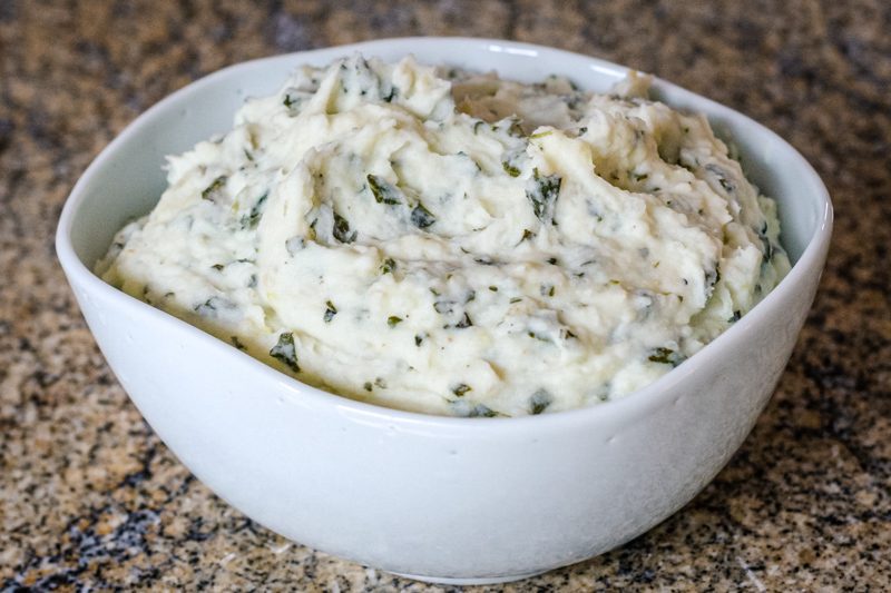 mashed potatoes with leeks and kale