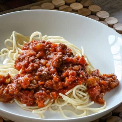 pasta bowl with spaghetti and sauce