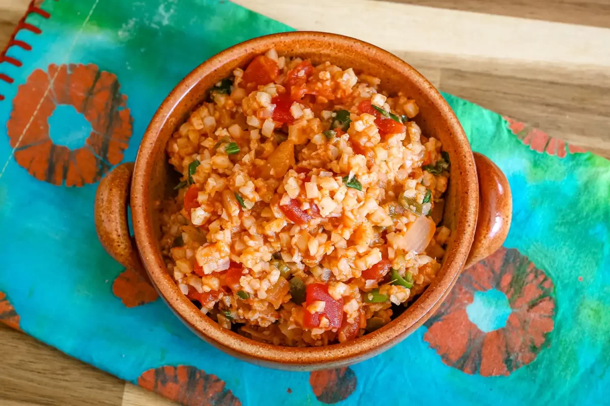 Bowl of cooked ground turkey with vegetables and tomato sauce.