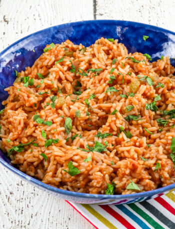 serving bowl with mexican rice