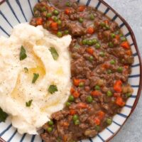 Scottish style mince and tatties on a plate.