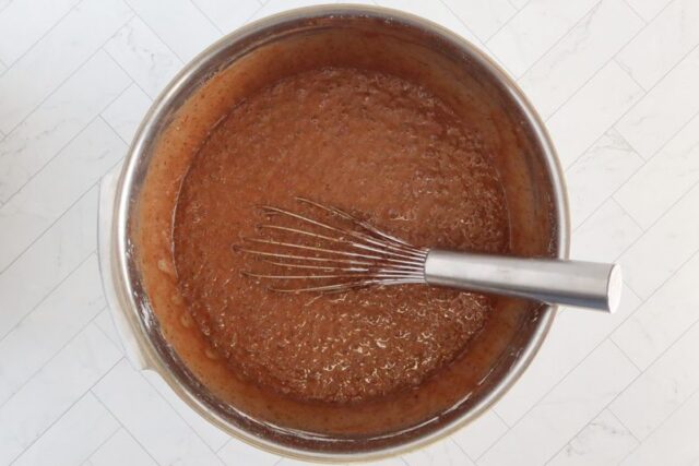 chocolate cake prep, the batter.