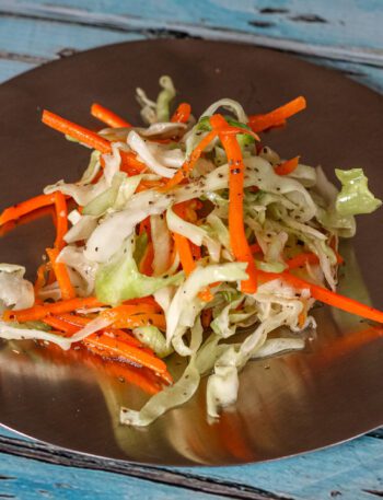 a serving of north carolina coleslaw on a small plate