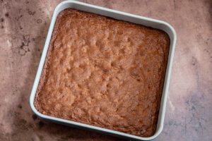 nutty brownies in the pan