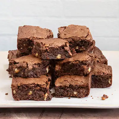 brownies stacked on a plate