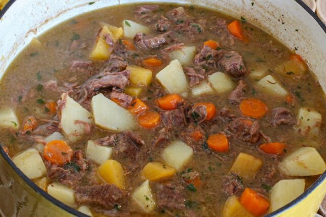 A pot of beef stew